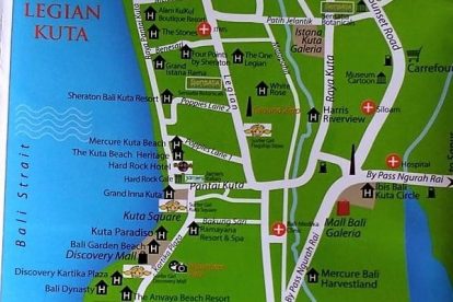 Bali Map - Indonesia & World Map, Tourist Attractions in Kuta & Surf