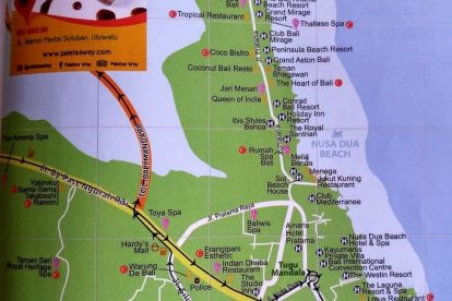 Bali Map - Indonesia & World Map, Tourist Attractions in Kuta & Surf